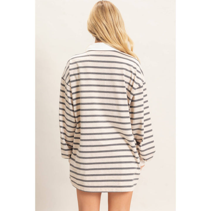 Striped Polo Long Sleeve Top