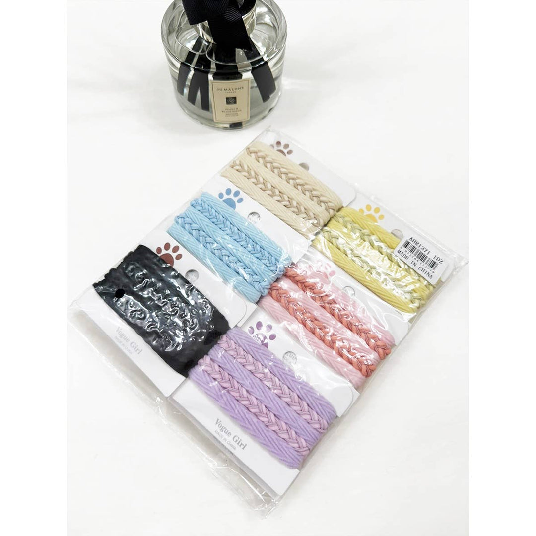 Plain and  Braided Mixed Elastic Stretch Hair Ties