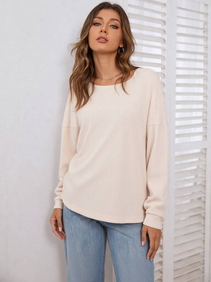 NT11310-Oversized Solid Color Comfy Knit Top