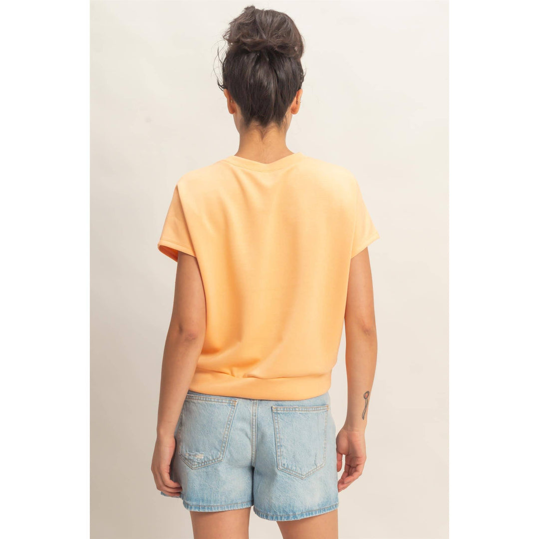 Crew Neck Short Dolman Sleeve Top