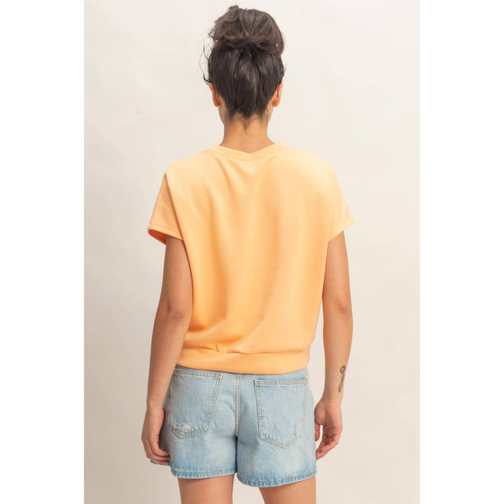 Crew Neck Short Dolman Sleeve Top