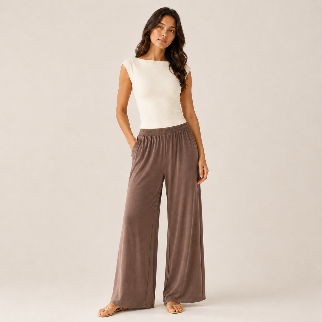 Women’s Wide Straight Leg Pants with Pockets, Soft Flowing pants