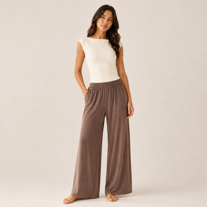 Women’s Wide Straight Leg Pants with Pockets, Soft Flowing pants
