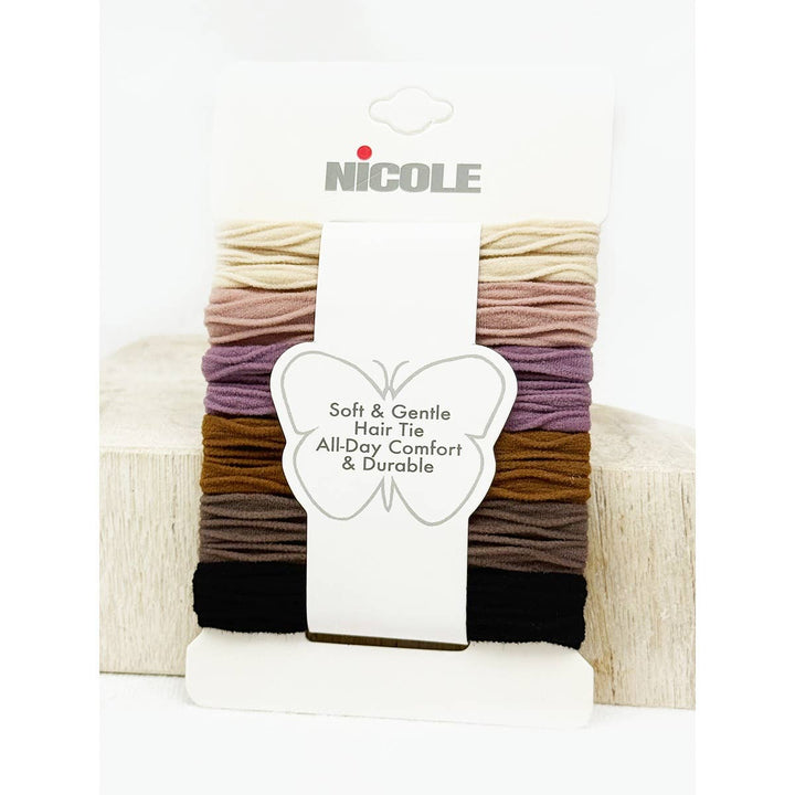 Neutral Tone Textured Rolled Hair Tie Set