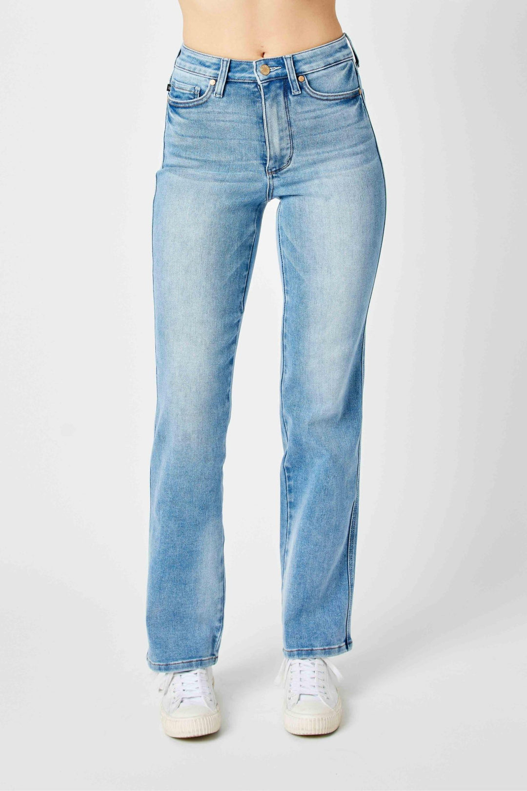 Cambria Tummy Control Medium Wash Straight Jeans by Judy Blue