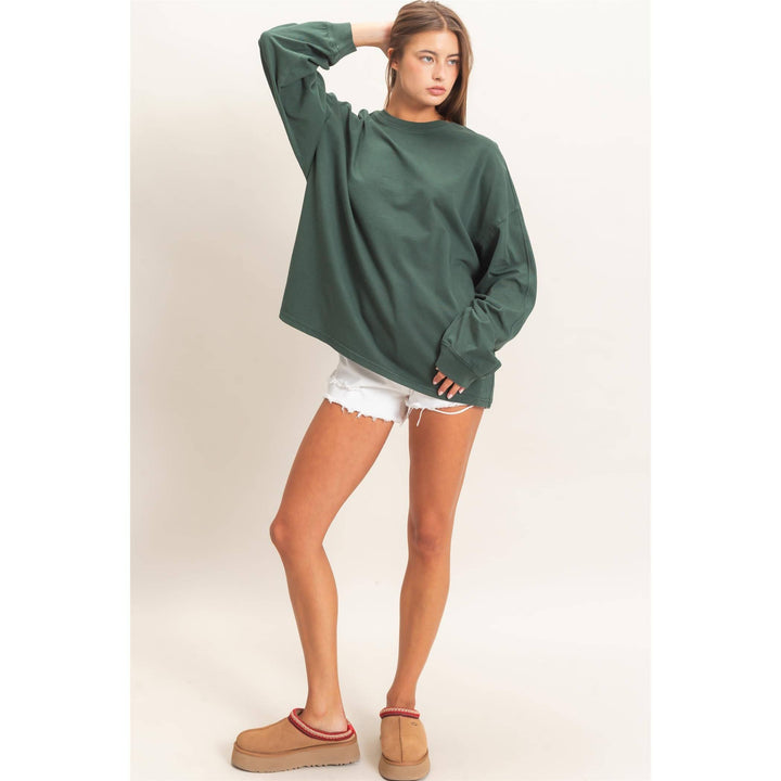 Pigment Dye Oversized Long Sleeve Top