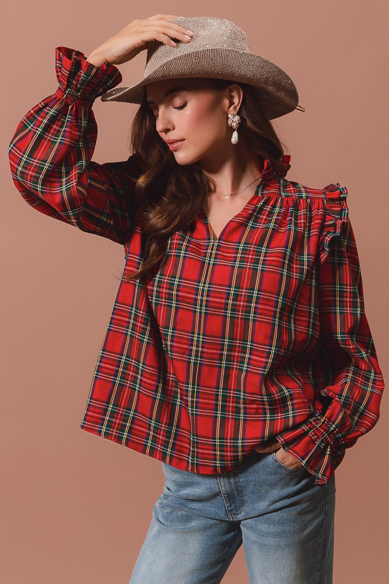 Sweet Little Thing Red Plaid Smocked Blouse