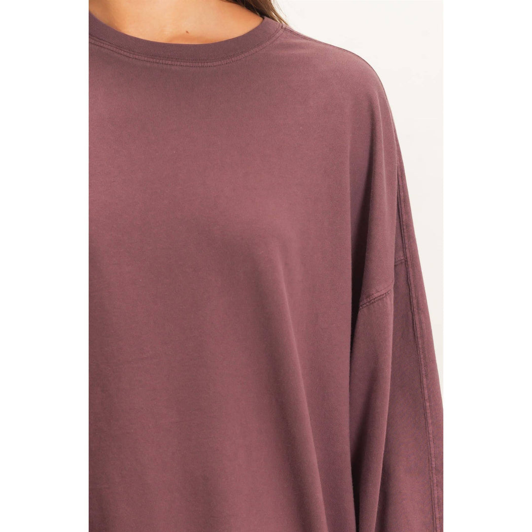 Pigment Dye Oversized Long Sleeve Top