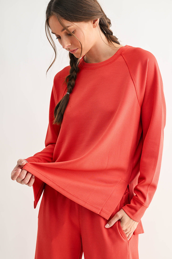 Luxe Sand Wash Rib Raglan Tee