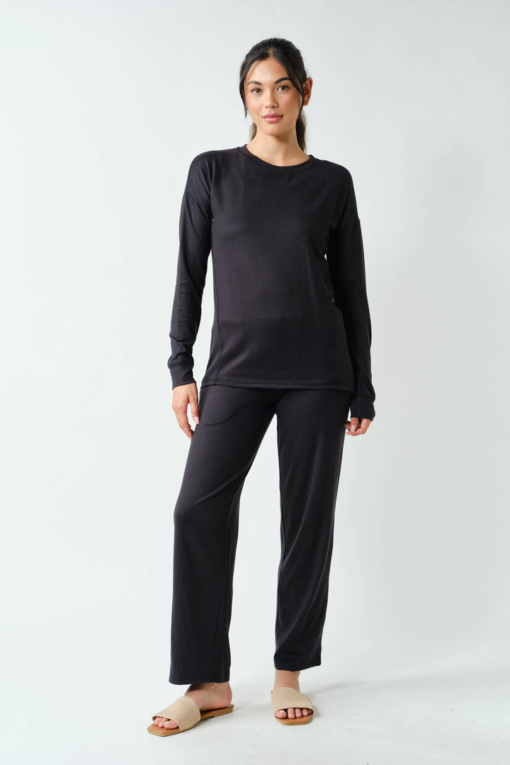 Brushed Crew Neck Long Sleeve Top