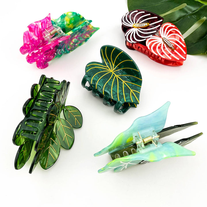 Acetate Leaf Hair Claw Clip, Monstera Leaf Hair Clip