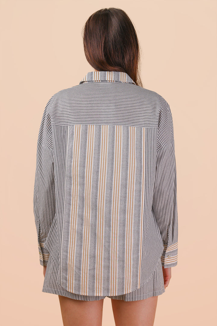 Stripe Woven Shirt Top & Shorts Set
