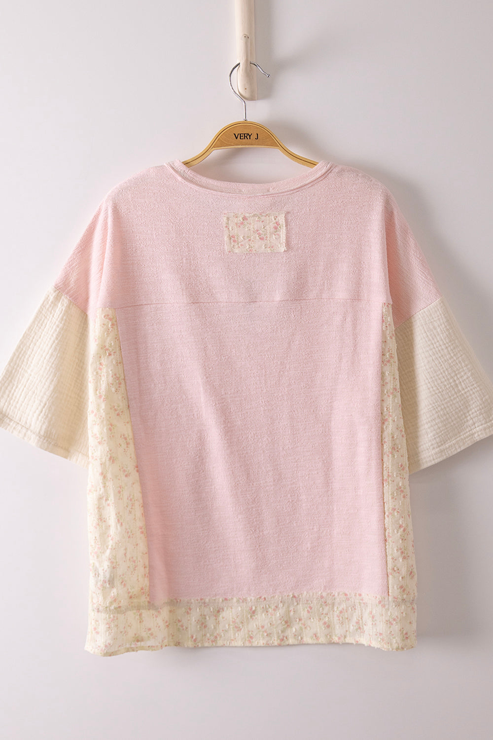 Sweet Summer Pink Patchwork Floral Short Sleeve Top