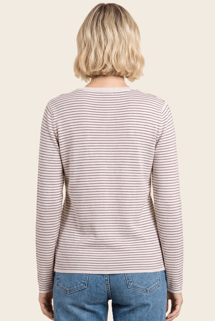 No Agenda Pinstriped Light Weight Sweater in Lavender