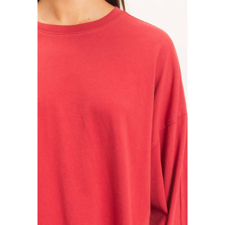 Pigment Dye Oversized Long Sleeve Top