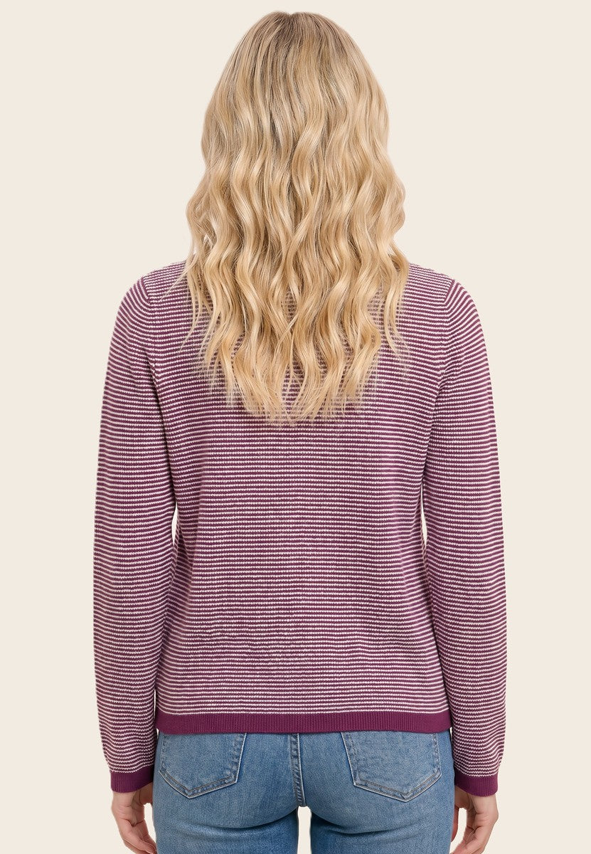 Fresh Air Henley Waffle Long Sleeve Top in Plum