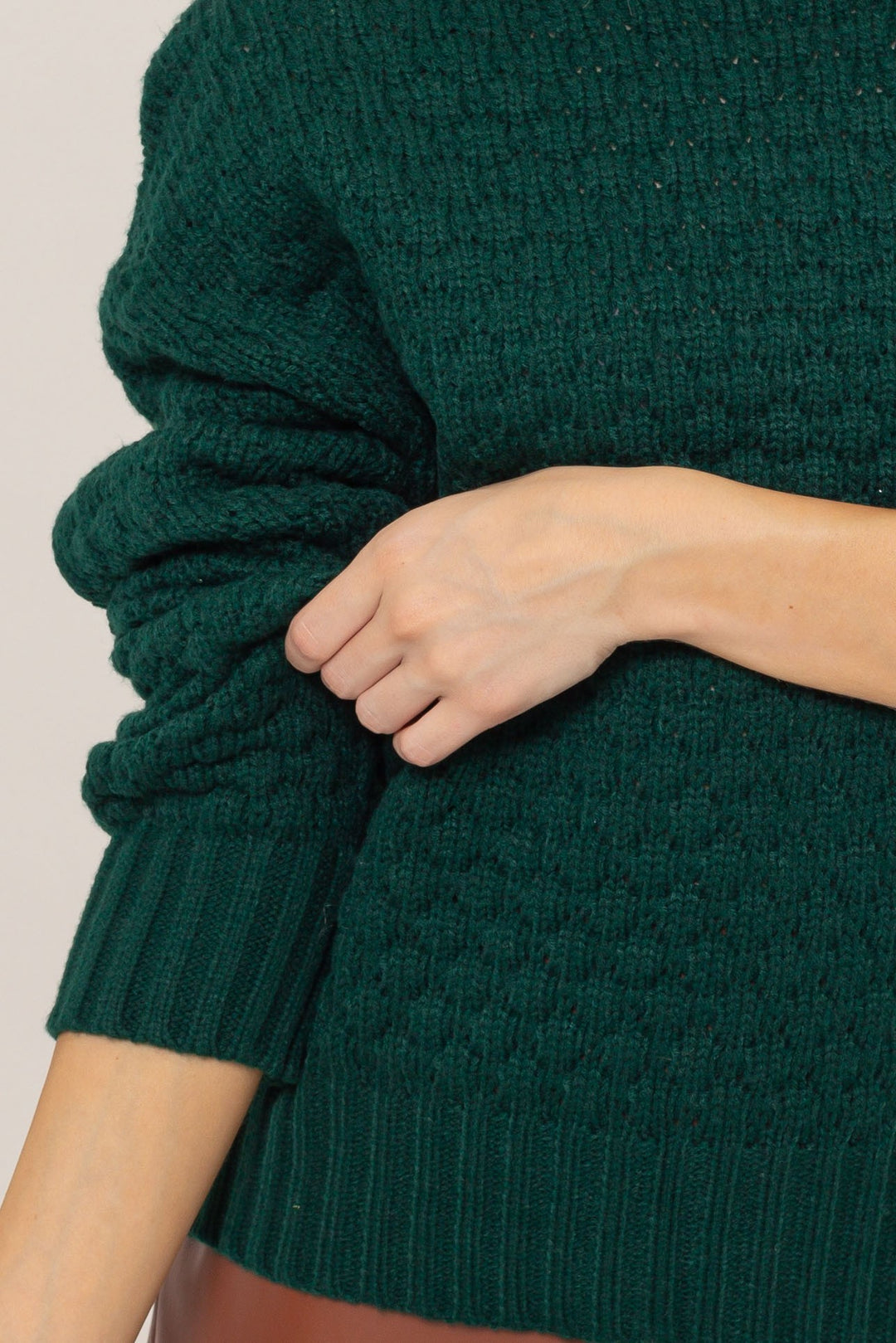 Sweet As You Are Dark Green Cable Knit Sweater