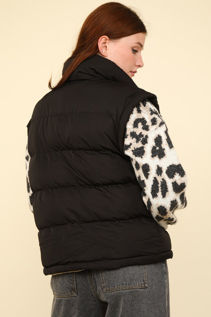 Sights to See Black Zip Up Puffer Vest