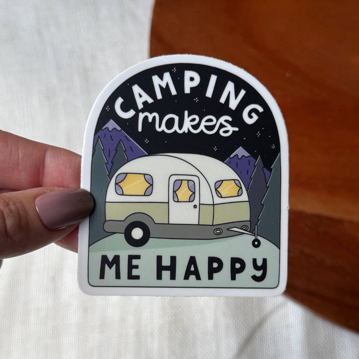 Camping Makes Me Happy Camper Sticker
