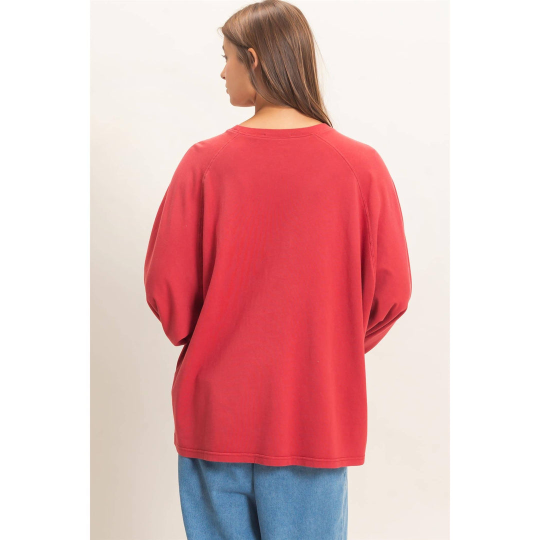 Pigment Dye Oversized Long Sleeve Top