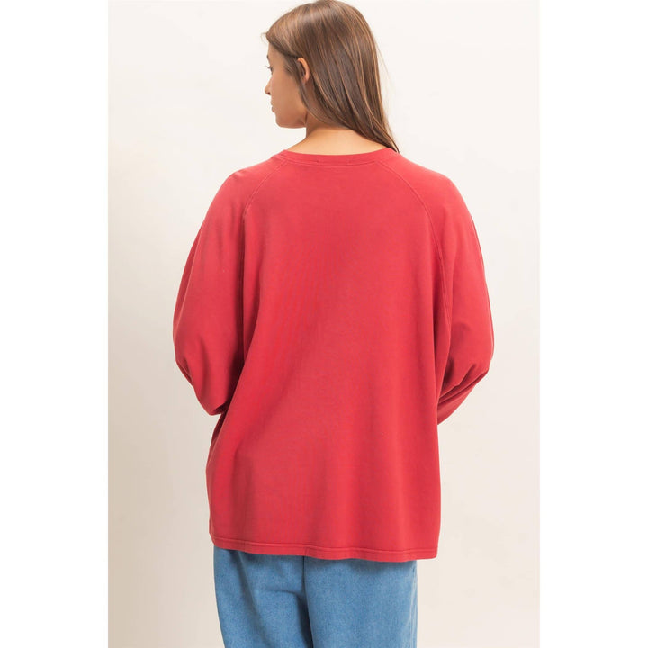 Pigment Dye Oversized Long Sleeve Top