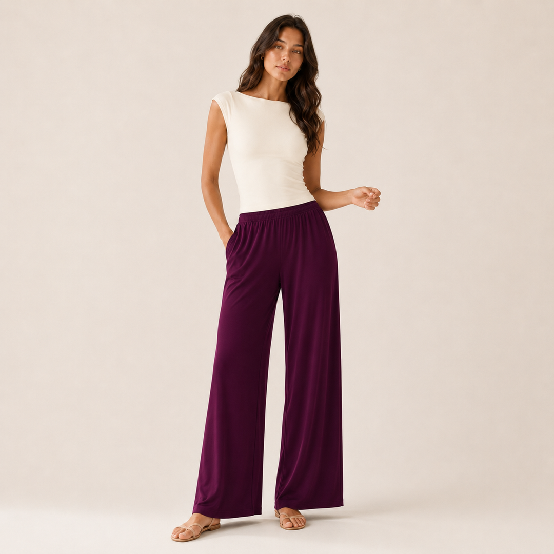 Women’s Wide Straight Leg Pants with Pockets, Soft Flowing pants