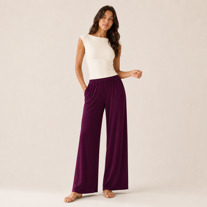 Women’s Wide Straight Leg Pants with Pockets, Soft Flowing pants