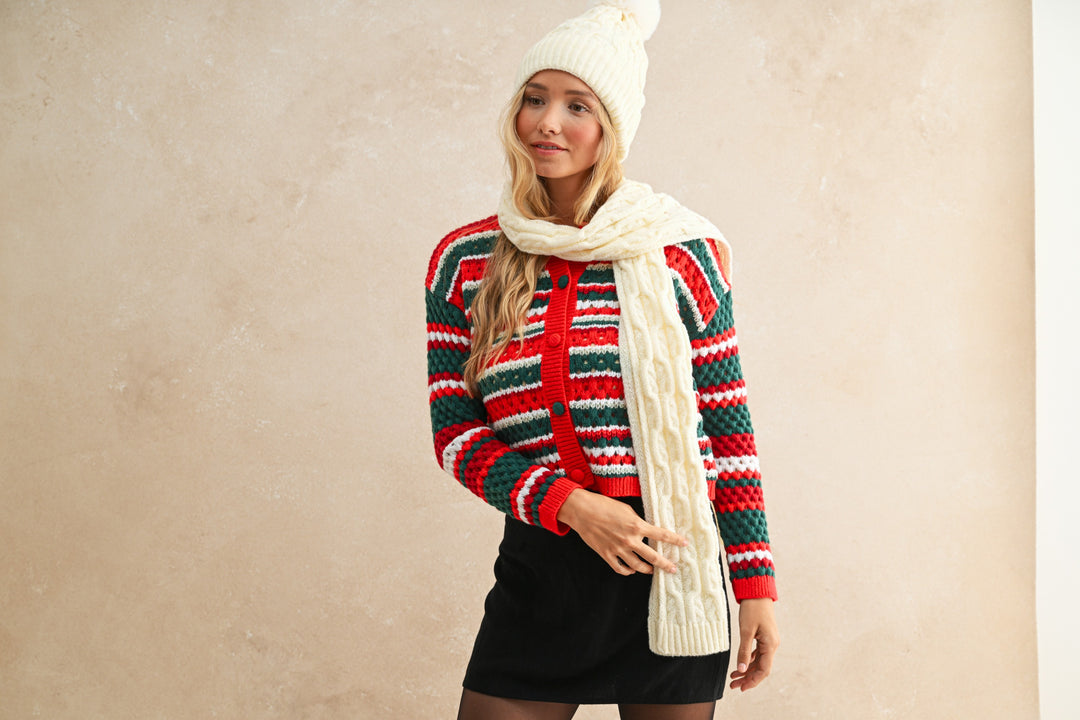 All I Want for Christmas Red, White and Green Cardigan