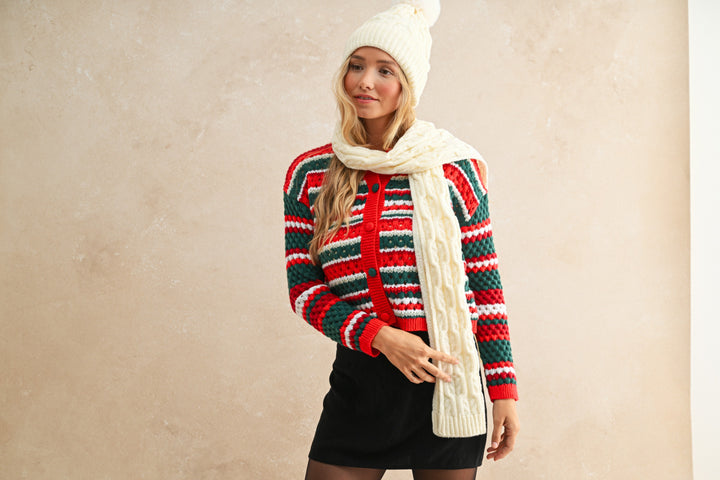 All I Want for Christmas Red, White and Green Cardigan
