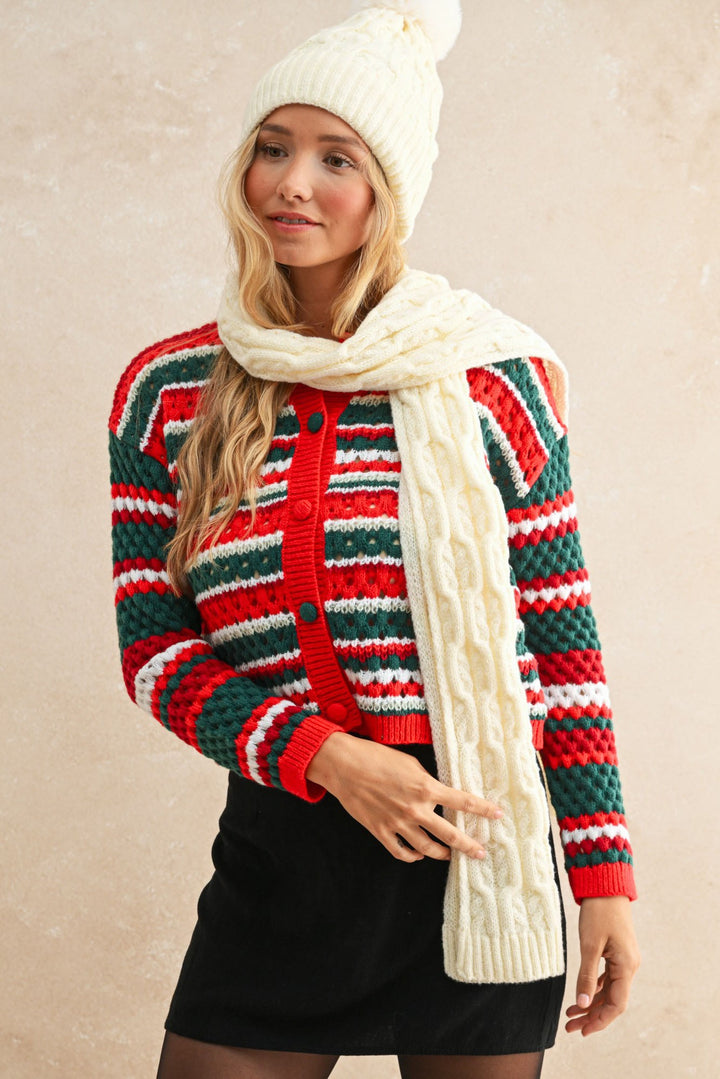 All I Want for Christmas Red, White and Green Cardigan