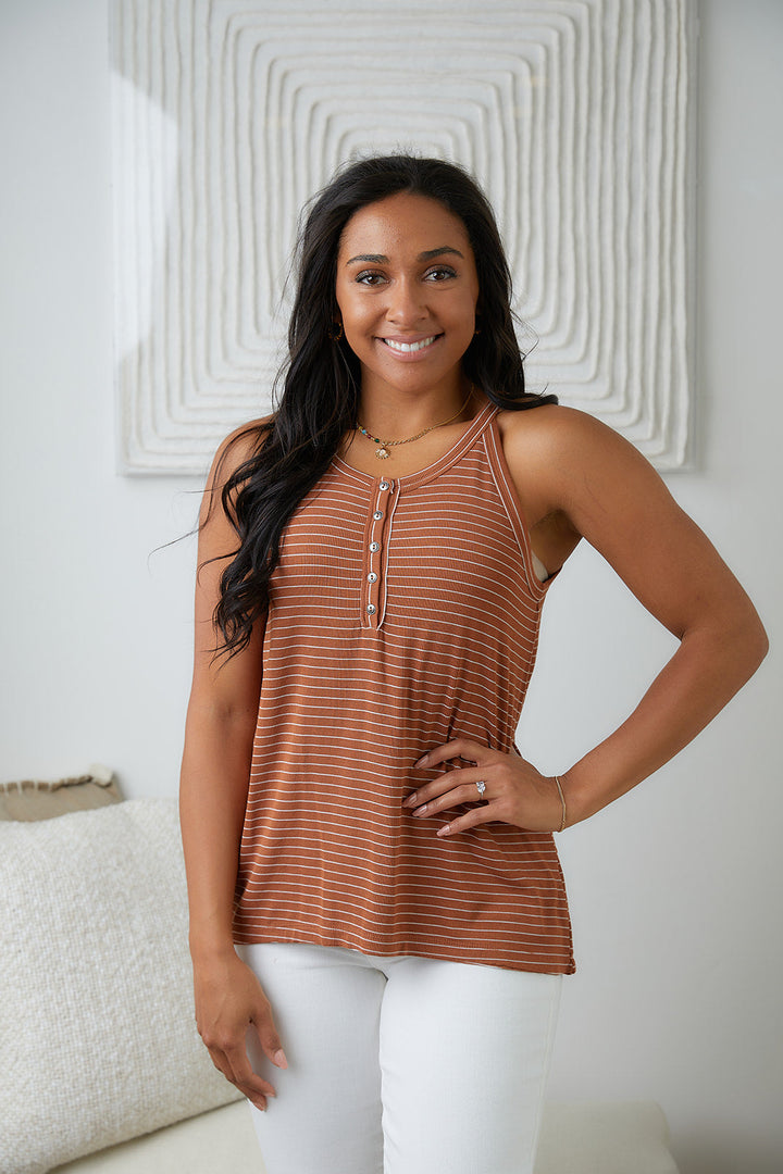 Feeling Good Striped Tank in Rust