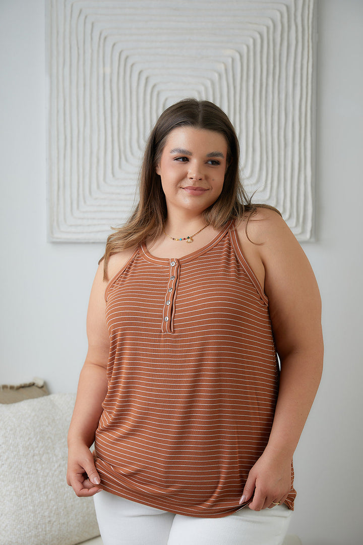 Feeling Good Striped Tank in Rust