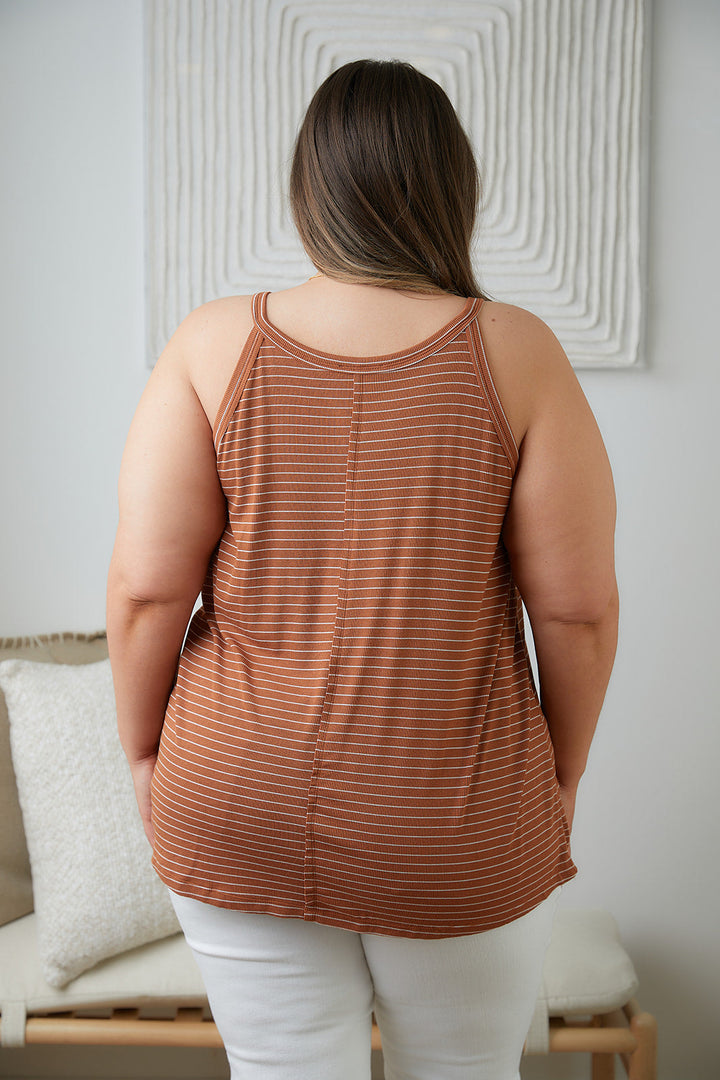 Feeling Good Striped Tank in Rust