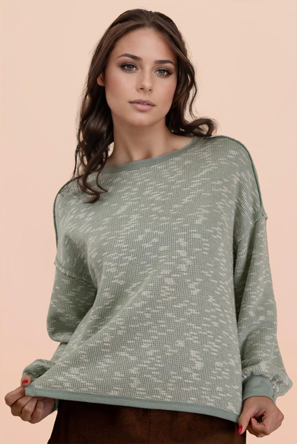 Matcha Threaded long sleave Shirt With White Dustings