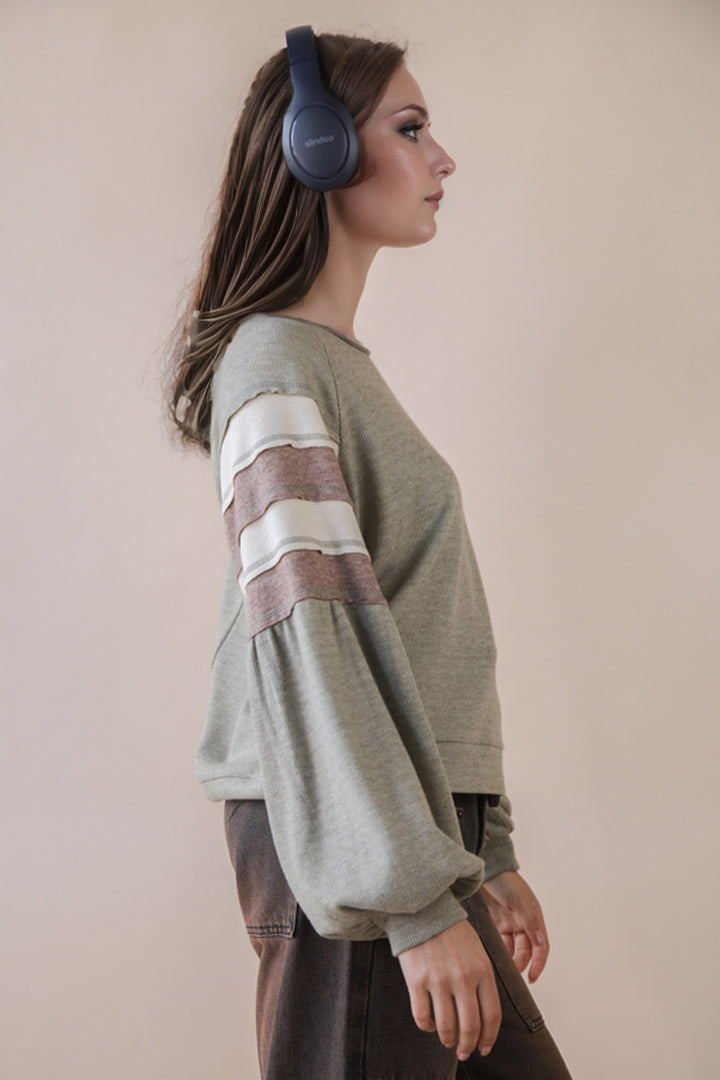 Olive Hues  Pullover Cozy Top