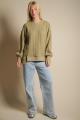 Olive Long Sleave Waffle Knit Raw Edge Drop Shoulder Top