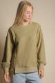 Olive Long Sleave Waffle Knit Raw Edge Drop Shoulder Top