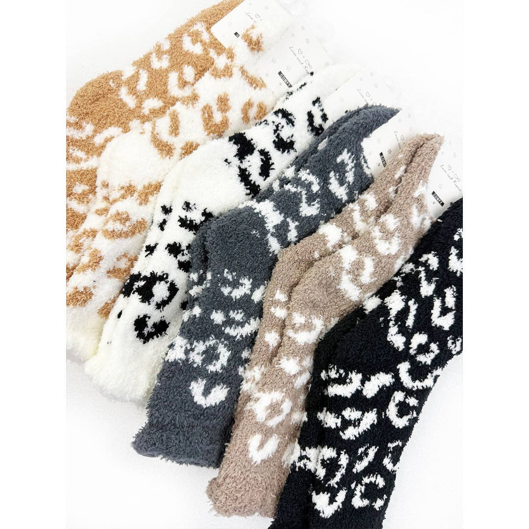Plush Cozy Leopard Socks