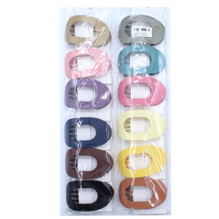 12 Colors of Oval Shape Flat Hair Claw