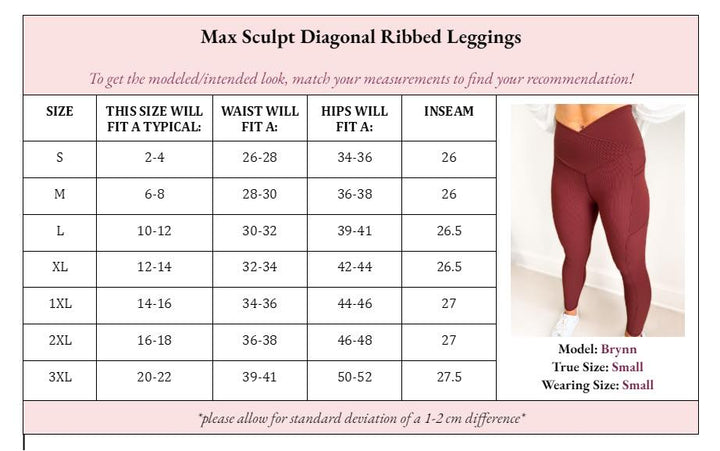 Molly Max Sculpt Diagonal Ribbed Leggings In Two Colors