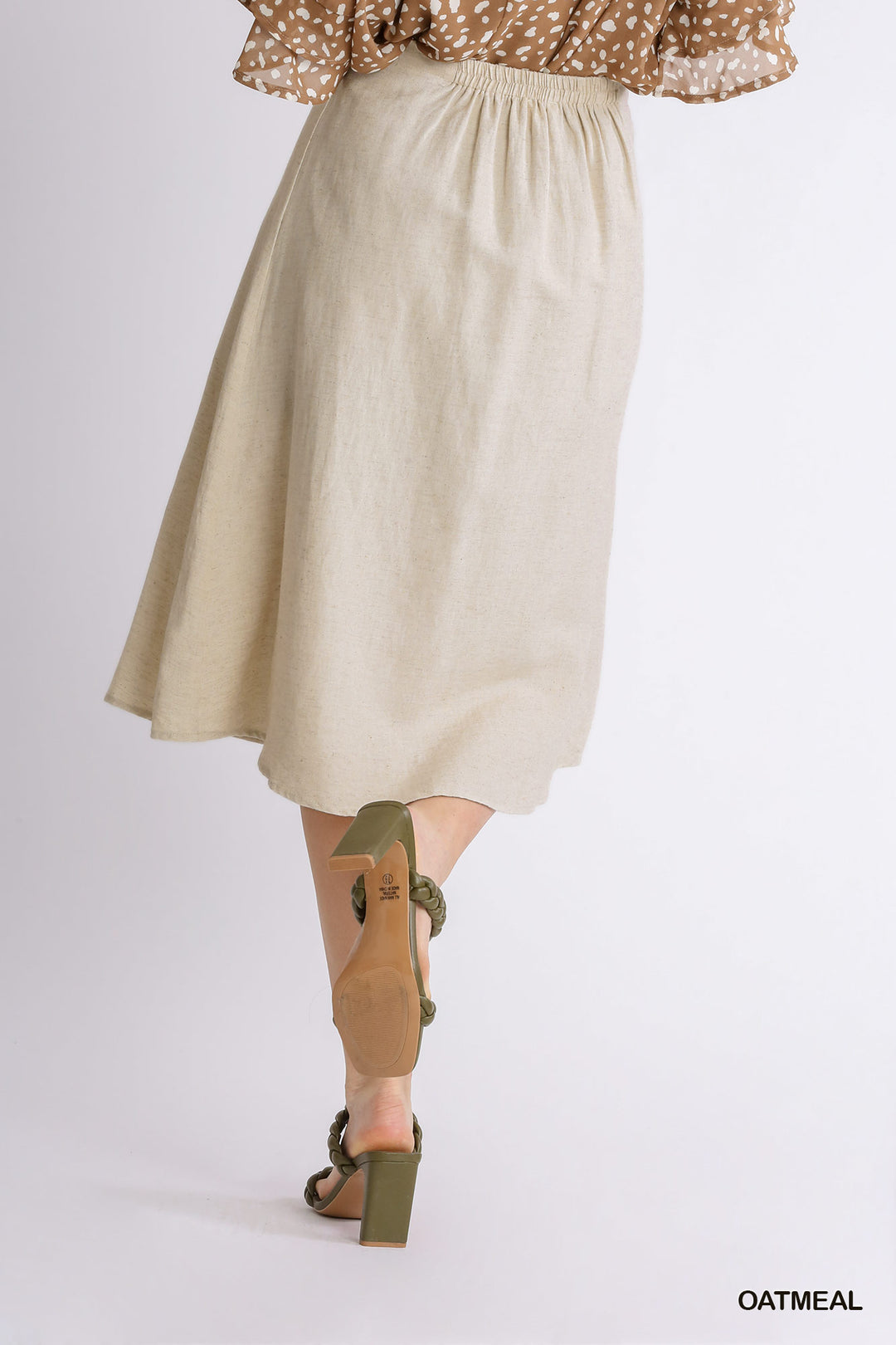 Show Me The Way Midi Wrap Skirt with Buttons In Oatmeal
