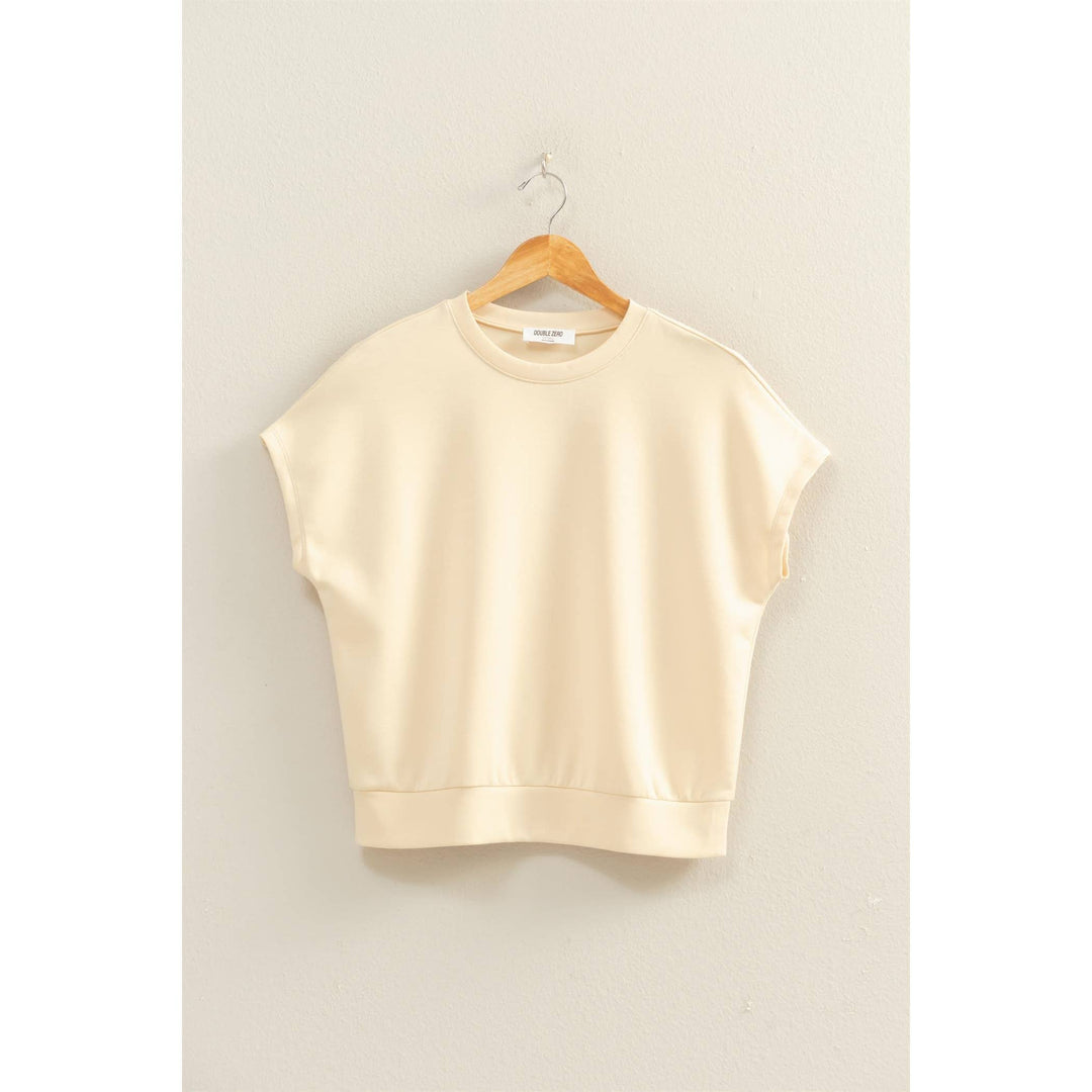 Crew Neck Short Dolman Sleeve Top