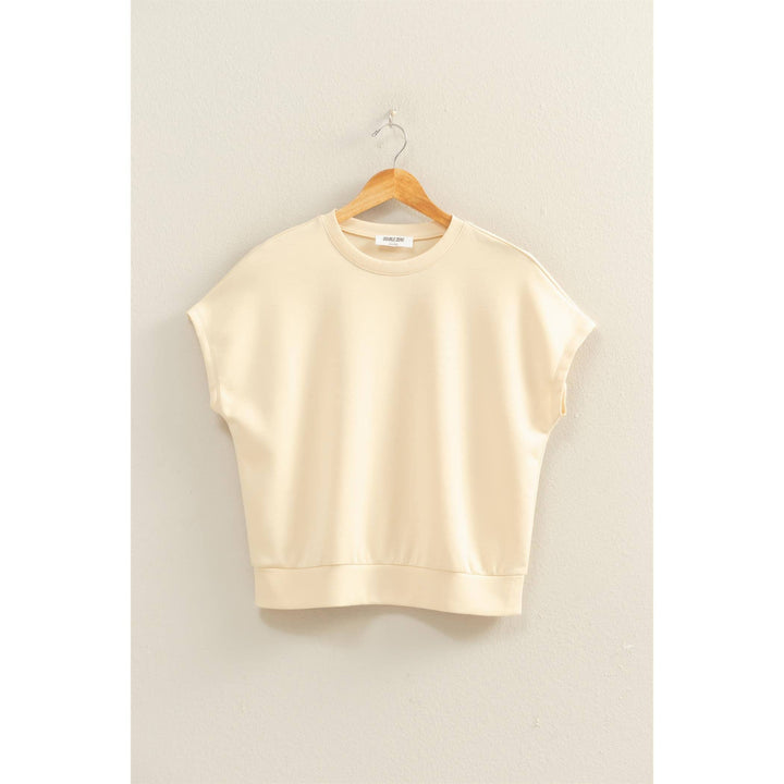 Crew Neck Short Dolman Sleeve Top