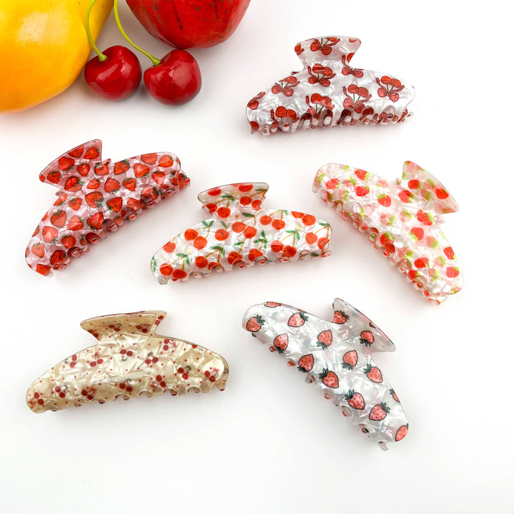 Fruity Hair Clip, Cherry & Strawberry Hair Claw Clip