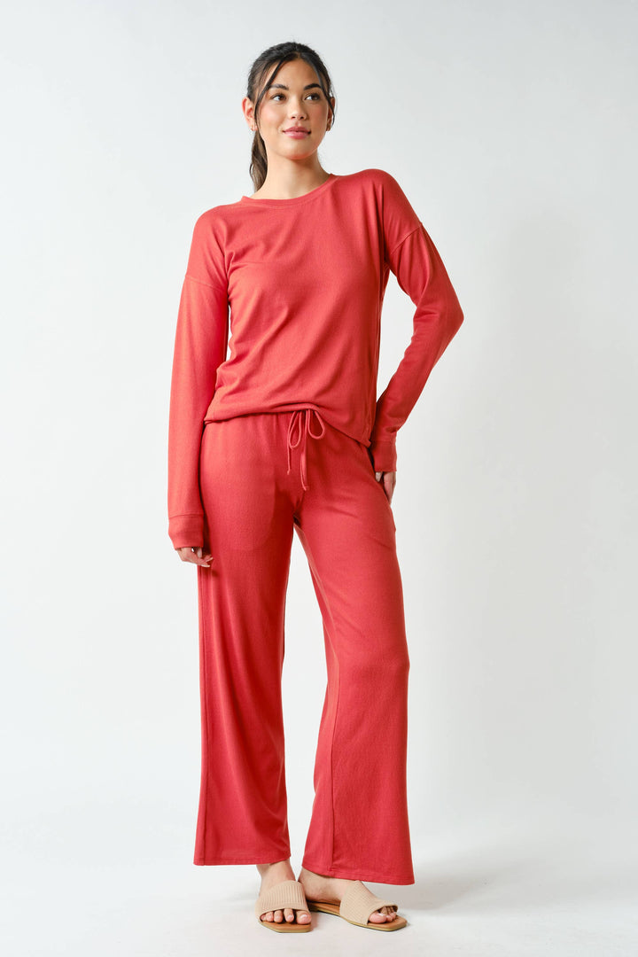 Brushed Crew Neck Long Sleeve Top