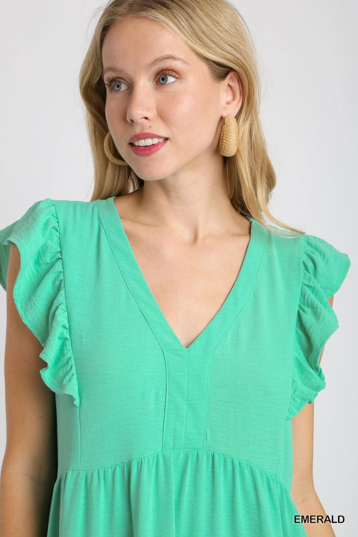 Keep It Up Ruffle Tiered Midi Dress with Flutter Sleeves