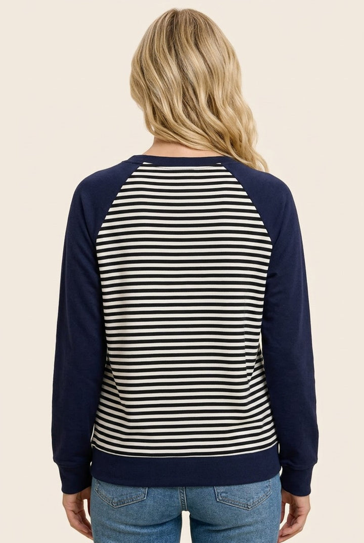 Getting Close Colorblock Striped Top in Navy