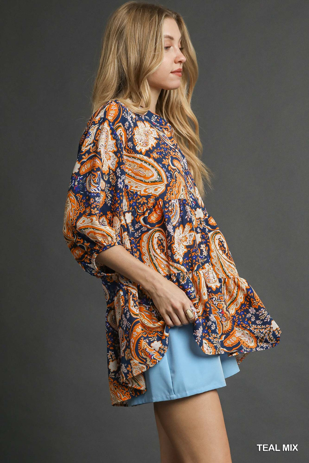 Wanna Hold You Teal Paisley Top