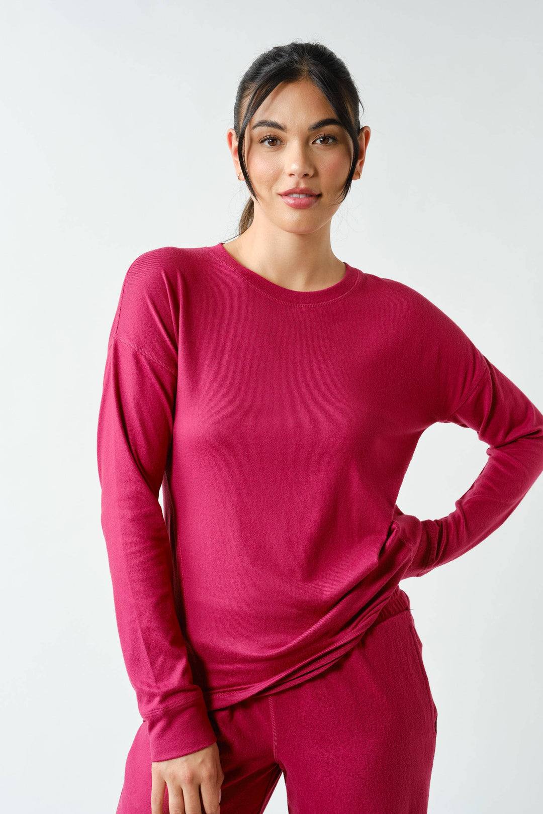 Brushed Crew Neck Long Sleeve Top