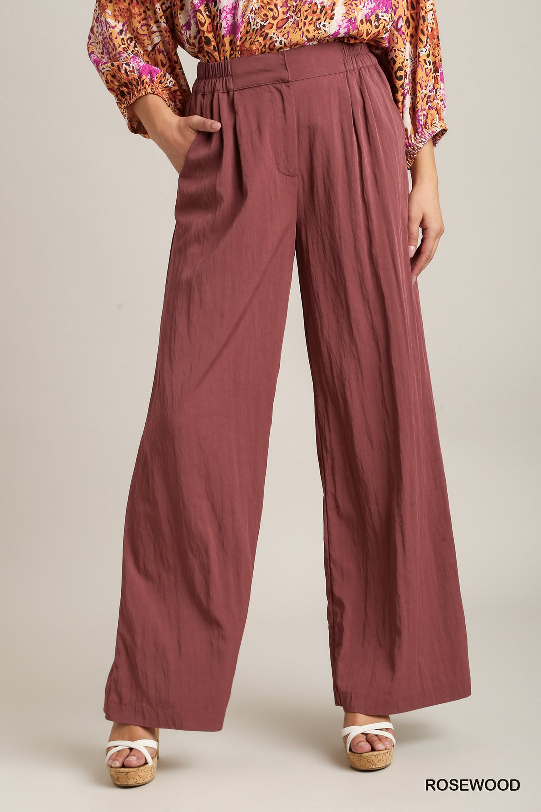 Easy Does It Trouser Pants with Elastic Waist Band in Mauve